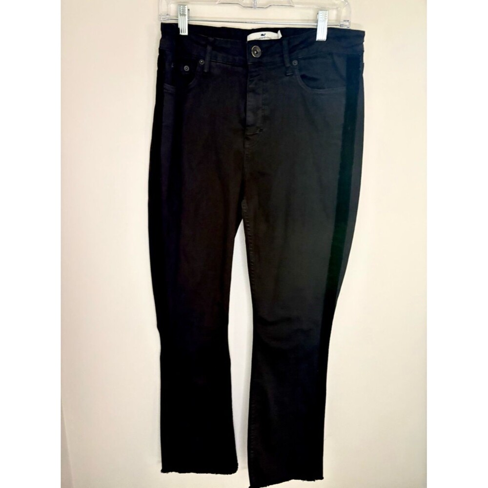 Vineyard Vines Black Velvet Stripe Flare Jeans Size 29 Raw Hem